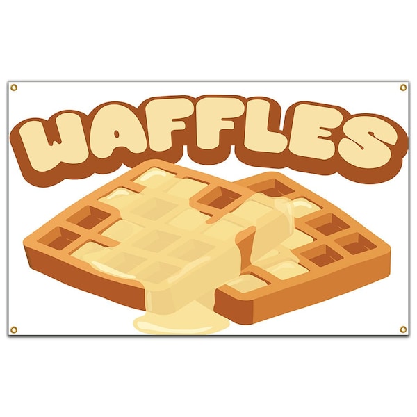 Waffles Banner Heavy Duty 13 Oz Vinyl with Grommets Single Sided